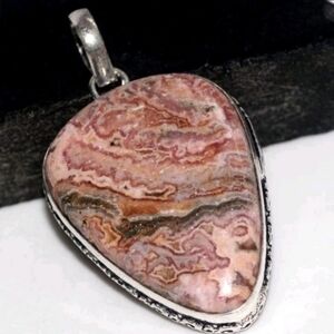 Rhodochrosite Gemstone 925 Sterling Silver Handmade Pendant Necklace